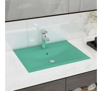 vidaXL Lavabo con Foro Rubinetto Verde Chiaro Opaco 60x46 cm Ceramica
