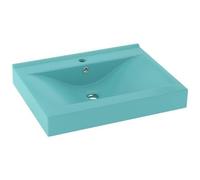 VIDAXL - Lavabo con Foro Rubinetto Verde Chiaro Opaco 60x46 cm Ceramica