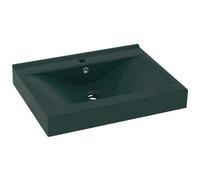 VIDAXL - Lavabo con Foro Rubinetto Verde Scuro Opaco 60x46cm in Ceramica