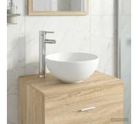 vidaXL Lavabo con rubinetto e scarico Cromato 32 x 32 x 13 cm Ceramica