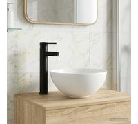 vidaXL Lavabo con rubinetto e scarico Nero Opaco 32 x 32 x 13 cm