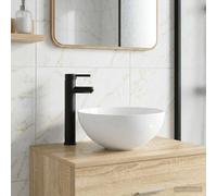 vidaXL Lavabo con rubinetto e scarico Nero Opaco 35,5 x 35,5 x 14,5 cm