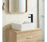 vidaXL Lavabo con rubinetto e scarico Nero Opaco 36,5 x 36,5 x 13 cm