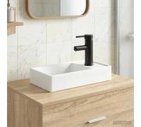 vidaXL Lavabo con rubinetto e scarico Nero Opaco 40,5 x 22,5 x 11,5 cm