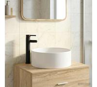 vidaXL Lavabo con rubinetto e scarico Nero Opaco 40,5 x 40,5 x 15,5 cm