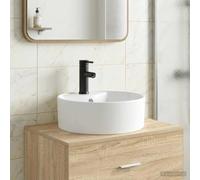 vidaXL Lavabo con rubinetto e scarico Nero Opaco 40,5 x 40,5 x 15 cm