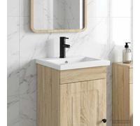vidaXL Lavabo con rubinetto e scarico Nero Opaco 42 x 40 x 16,5 cm