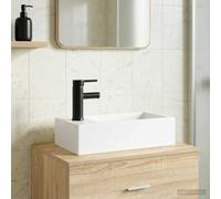 vidaXL Lavabo con rubinetto e scarico Nero Opaco 45,5 x 25,5 x 13 cm