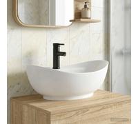 vidaXL Lavabo con rubinetto e scarico Nero Opaco 59 x 35 x 21 cm
