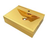 vidaXL Lavabo con troppopieno 60x46x16 cm Ceramica Oro
