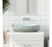 vidaXL Lavabo da Appoggio Grigio e Blu Ovale 59x40x15 cm Ceramica