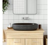 vidaXL Lavabo da Appoggio Grigio e Nero Ovale 59x40x14 cm Ceramica