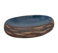 vidaXL Lavabo da Appoggio Marrone e Blu Ovale 59x40x15 cm Ceramica