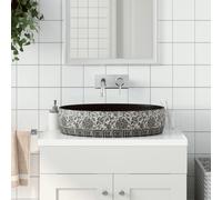 vidaXL Lavabo da Appoggio Nero e Blu Ovale 56,5x36,5x13,5 cm Ceramica