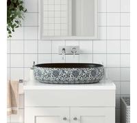 vidaXL Lavabo da Appoggio Nero e Blu Ovale 59x40x14 cm Ceramica