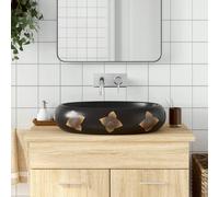 vidaXL Lavabo da Appoggio Nero e Blu Ovale 59x40x15 cm Ceramica