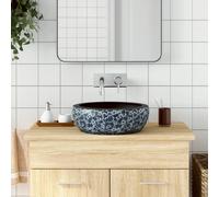 vidaXL Lavabo da Appoggio Nero e Blu Rotondo Φ41x14 cm Ceramica