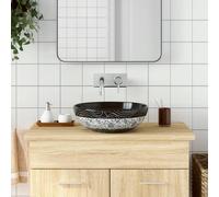 vidaXL Lavabo da Appoggio Nero e Blu Rotondo Φ41x14 cm Ceramica