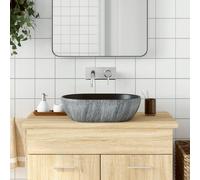vidaXL Lavabo da Appoggio Nero e Grigio Ovale 47x33x13 cm Ceramica