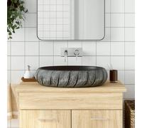 vidaXL Lavabo da Appoggio Nero e Grigio Ovale 59x40x15 cm Ceramica