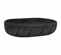 vidaXL Lavabo da appoggio ovale in ceramica 59x40x14 cm Nero