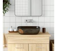 vidaXL Lavabo da Appoggio Nero Rettangolare 48x37,5x13,5 cm Ceramica, lavandino da appoggio, lavandino da Bagno, lavamani, lavabo da Bagno, lavabo