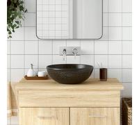 vidaXL Lavabo da Appoggio Nero Rotondo Φ41x14 cm Ceramica