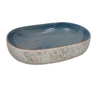 vidaXL Lavabo da Appoggio Sabbia e Blu Ovale 59x40x14 cm Ceramica
