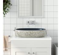 vidaXL Lavabo da Appoggio Sabbia e Blu Ovale 59x40x14 cm Ceramica