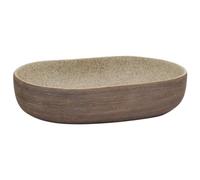 vidaXL Lavabo da Appoggio Sabbia e Marrone Ovale 59x40x14 cm Ceramica