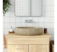 vidaXL Lavabo da Appoggio Sabbia Ovale 59x40x15 cm Ceramica