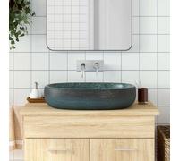 vidaXL Lavabo da Appoggio Turchese Ovale 59x40x14 cm Ceramica