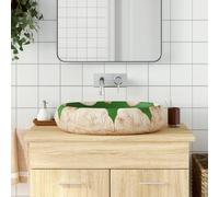 vidaXL Lavabo da Appoggio Verde e Marrone Ovale 59x40x15 cm Ceramica