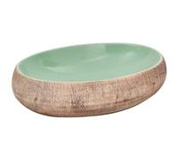 vidaXL Lavabo da Appoggio Verde e Marrone Ovale 59x40x15 cm Ceramica, lavandino da appoggio, lavandino da Bagno, lavamani, lavabo da Bagno, lavabo