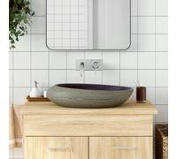 vidaXL Lavabo da Appoggio Viola e Grigio Ovale 59x40x14 cm Ceramica