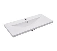 vidaXL Lavabo da Incasso con Foro di Trabocco Moderno Elegante Lavandino Lavello Sanitari Bagno Toilette 91x39,5x18,5 cm in Ceramica Bianco