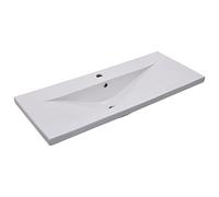 vidaXL Lavabo da Incasso con Foro di Trabocco Moderno Elegante Lavandino Lavello Sanitari Bagno Toilette 101x39,5x18,5 cm in Ceramica Bianco