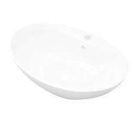 vidaXL Lavabo in Ceramica Ovale Foro Scarico Foro Rubinetto Lavandino Lavello