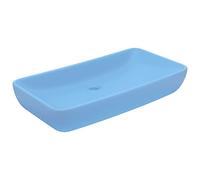 vidaXL Lavabo Lusso Lavello per Bagno Lavandino per Toilette Sanitari Prodotti per Bagno Vaschetta Rettangolare Azzurro Opaco 71x38 cm in Ceramica