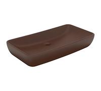 vidaXL Lavabo Lusso Lavello per Bagno Lavandino per Toilette Sanitari Prodotti per Bagno Vaschetta Rettangolare Marrone Scuro Opaco 71x38 cm Ceramica
