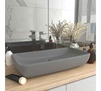 vidaXL Lavabo Lusso Lavello per Bagno Lavandino per Toilette Sanitari Prodotti per Bagno Vaschetta Rettangolare Grigio Chiaro Opaco 71x38 cm Ceramica