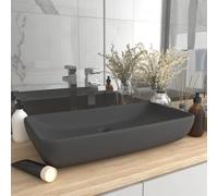 vidaXL Lavabo Lusso Rettangolare Grigio Scuro Opaco 71x38 cm Ceramica