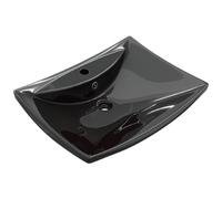 vidaXL - Lavabo Nero Ceramica Lusso Rettangolare Foro Trabocco Foro Rubinetto