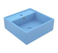 vidaXL Lavabo Troppopieno Vaschetta Cubico 41x41 cm Ceramica Azzurro Opaco