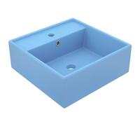 vidaXL Lavabo Troppopieno Lavello per Bagno Lavandino per Toilette Prodotti per Bagno Vaschetta Cubico Azzurro Opaco 41x41cm Ceramica