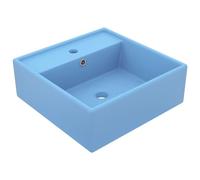 vidaXL Lavabo Troppopieno Lavello per Bagno Lavandino per Toilette Prodotti per Bagno Vaschetta Cubico Azzurro Opaco 41x41cm Ceramica