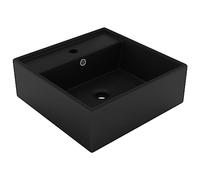 vidaXL Lavabo Troppopieno Lavello per Bagno Lavandino per Toilette Prodotti per Bagno Vaschetta Quadrato Nero Opaco 41x41cm Ceramica