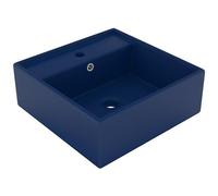 VIDAXL - Lavabo Troppopieno Quadrato Blu Scuro Opaco 41x41cm Ceramica