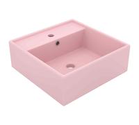 vidaXL Lavabo Troppopieno Quadrato Rosa Opaco 41x41cm Ceramica