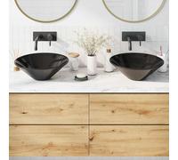 vidaXL Lavandini 2 pz Nero Lucido Ø42x14 cm in Ceramica